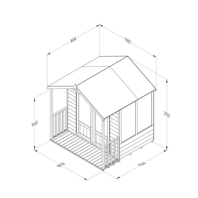 6x6 Forest Oakley Summerhouse with Veranda - Pressure Treated - Dimensions