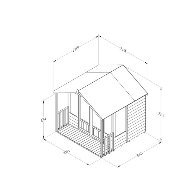 7 x 7 Forest Oakley Summerhouse - Pressure Treated - Dimensions