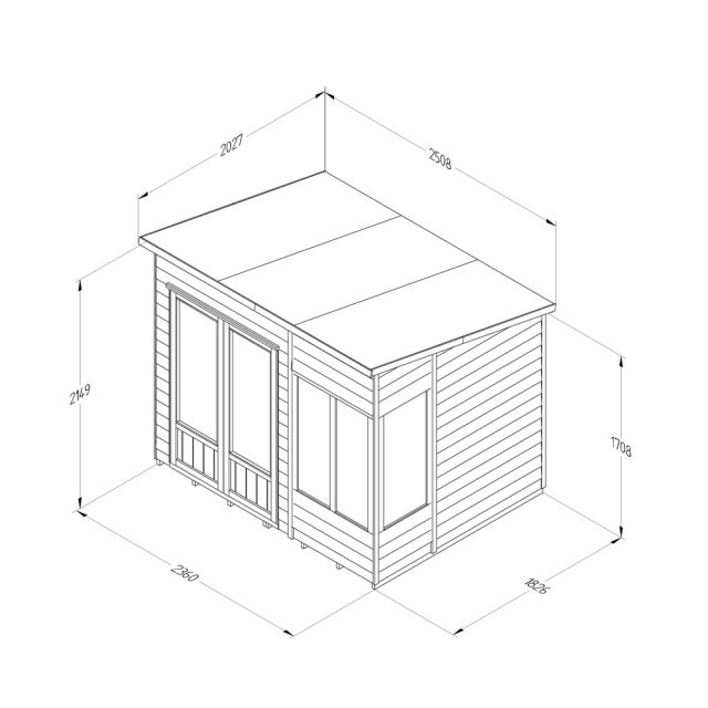 8 x 6  Forest Oakley Pent  Summerhouse - Pressure Treated - Dimensions