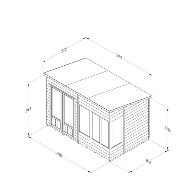 Forest Oakley Pent Summerhouse - Pressure Treated - Dimensions