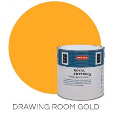 Protek Royal Exterior Paint 2.5 Litres - Drawing Room Gold Colour Swatch with Pot